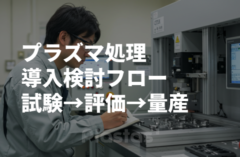 プラズマ処理導入検討フロー（試験 → 評価 → 量産導入）
